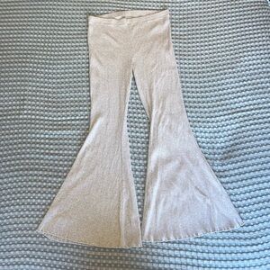Aerie Grey Ribbed Flared Pants